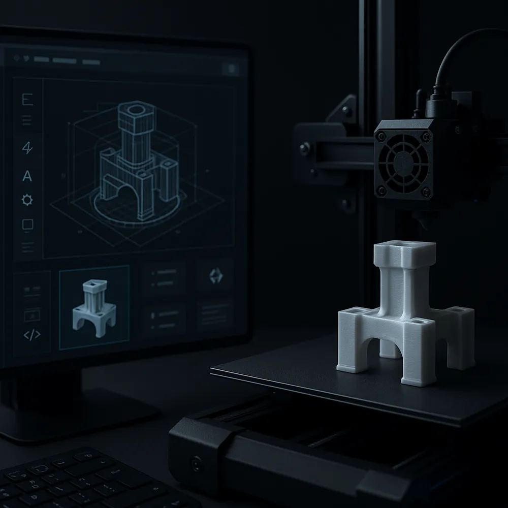 Industrial 3D printer producing a part